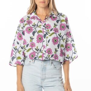 Bindu Floral Casey Blouse in Gerbera Magenta XS